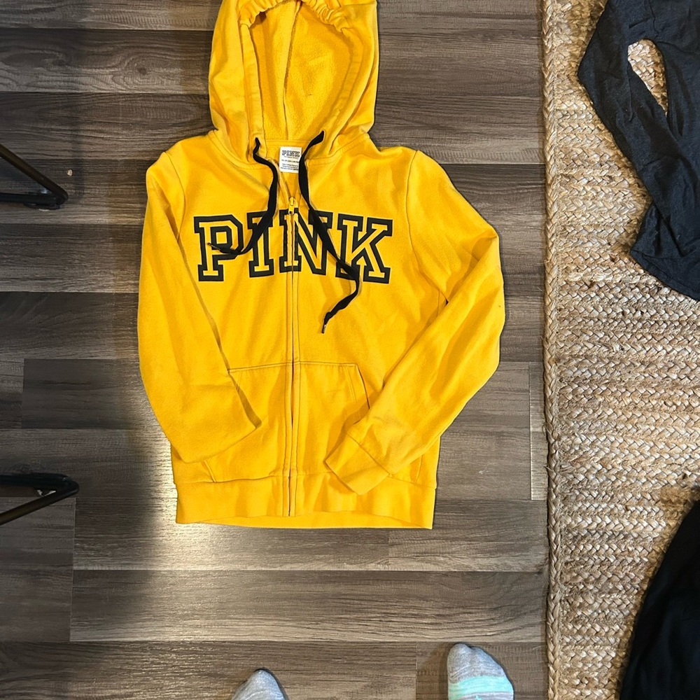 PINK Victoria's Secret Kids Yellow Zip-Up Hoodie